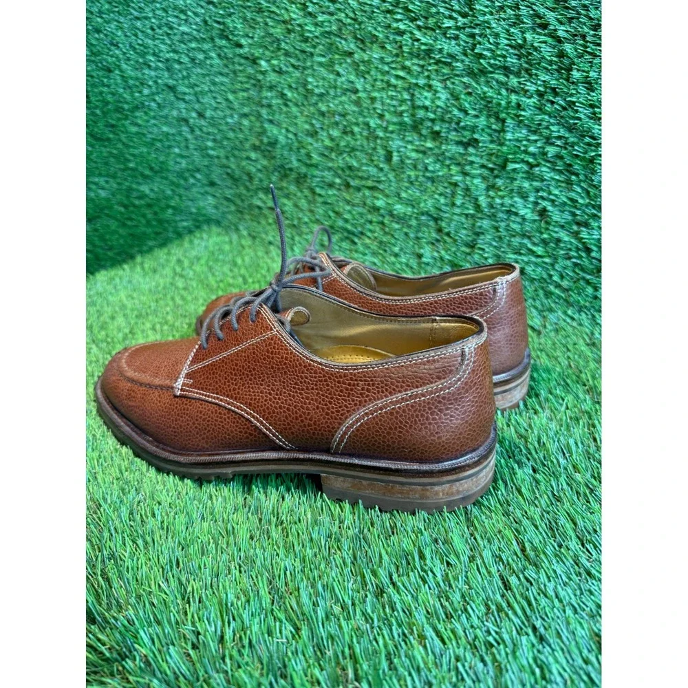 Zelli‎ Brown Pebbled Leather Oxford Split Toe Shoes Mens 8.5 M Made in Italy